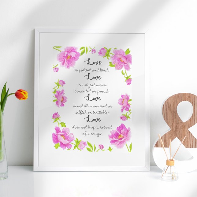 Love Is I Corinthians 13 Text Floral Poster (Creator Uploaded)