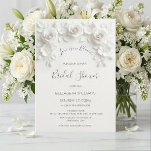 Love Is In Bloom   3D Roses Flowers Invitation