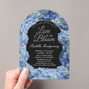 Love Is in Bloom Aesthetic Blue Hydrangea Acrylic Invitations