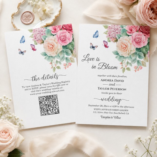 Love is in Bloom All in One QR Code Wedding Invitation (Creator Uploaded)