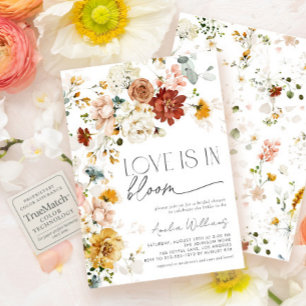 Love is in Bloom Autumn Garden Flowers Invitation