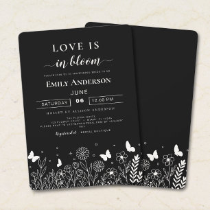 Love Is in Bloom Black Bridal Shower Invitation 