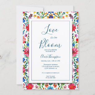 Love is in Bloom Blue floral Bridal Shower  Invitation