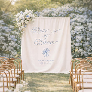 Love Is in Bloom Blue Hydrangea Bridal Shower Tapestry