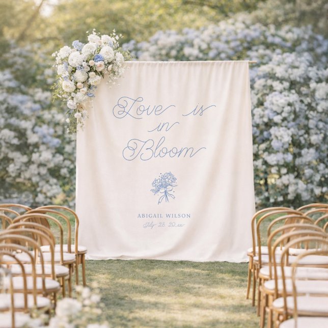 Love Is in Bloom Blue Hydrangea Bridal Shower Tapestry (Creator Uploaded)