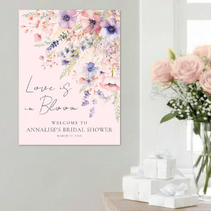 Love Is In Bloom Blush Pink Floral Bridal Shower Poster