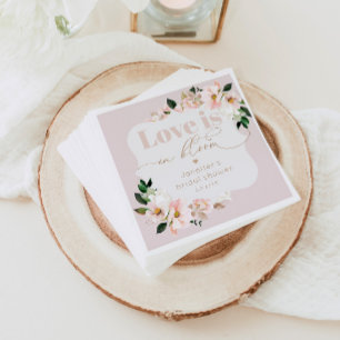 Love is in bloom blush pink wildflowers bridal napkin