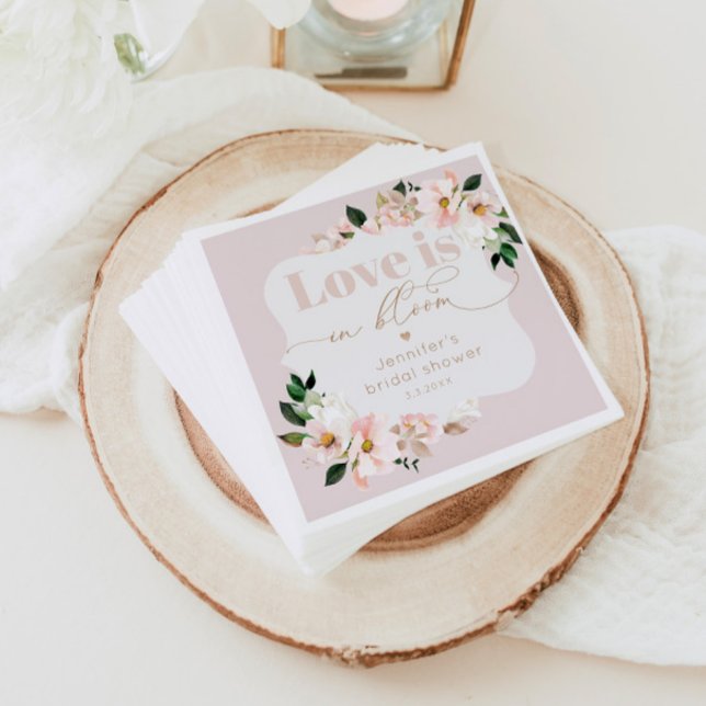 Love is in bloom blush pink wildflowers bridal napkin (Creator Uploaded)