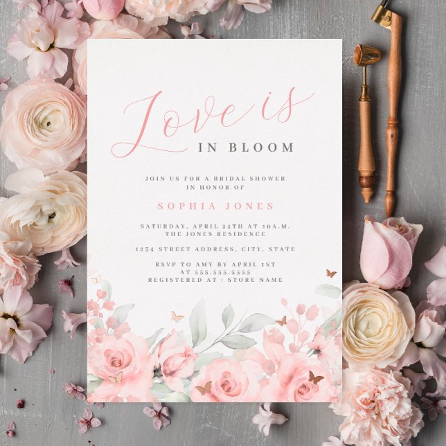 Love is in Bloom Blush Rose Gold Bridal Shower  (Creator Uploaded)