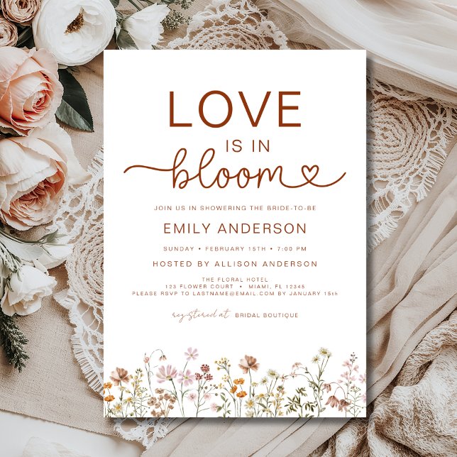 Love is in Bloom Boho Wildflower Bridal Shower Invitation (Creator Uploaded)