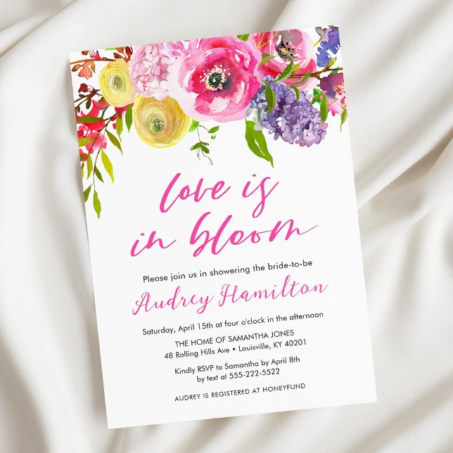 Love Is In Bloom Bold Floral Bridal Shower Invitation (Creator Uploaded)