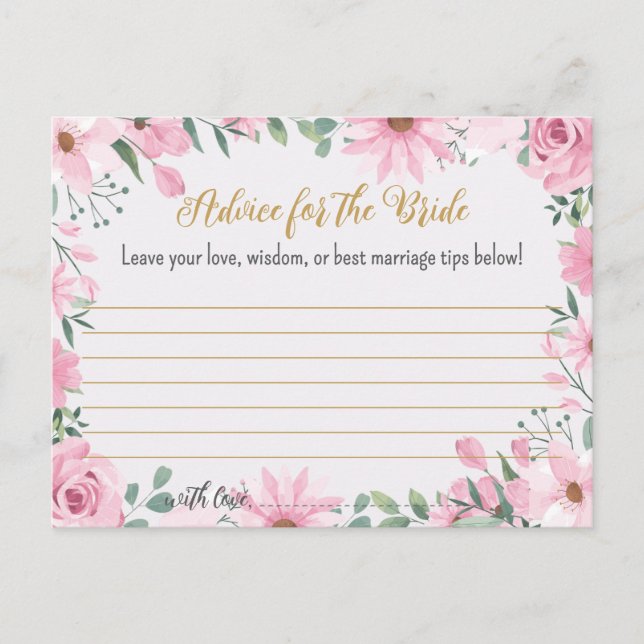 Love is in Bloom Bridal Shower Advice Card (Front)