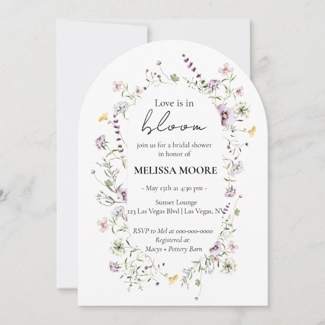 Love Is In Bloom Bridal Shower Arch Invitation (Front)