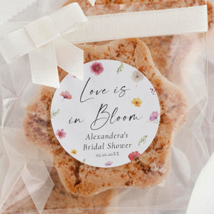 Love is in Bloom Bridal Shower Favour Classic Round Sticker