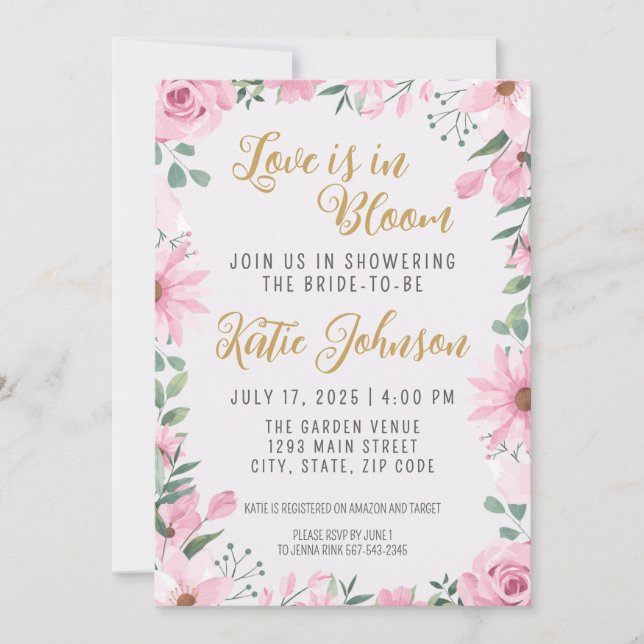 Love is in Bloom Bridal Shower Invitation (Front)