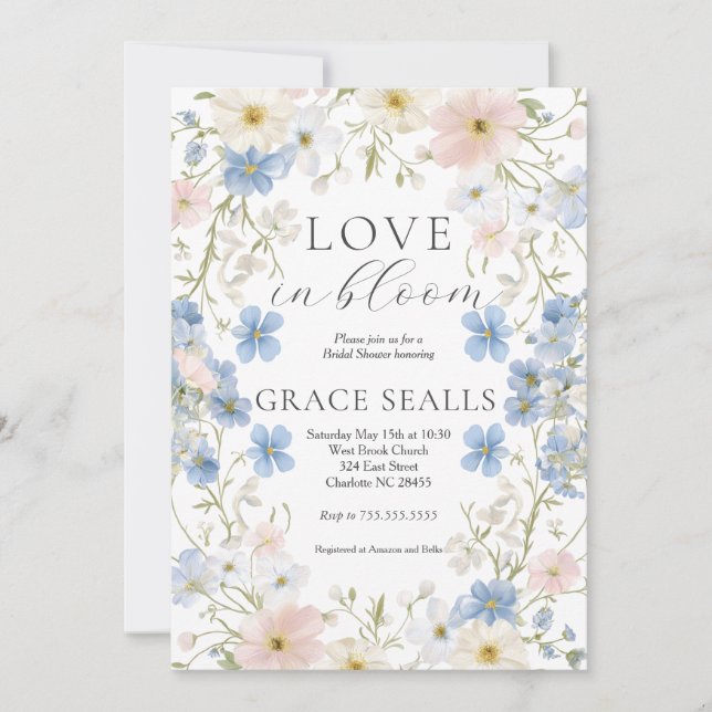 Love Is In Bloom Bridal Shower Invitation (Front)