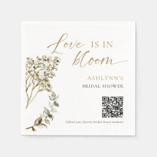 Love is in Bloom Bridal Shower Photo Share QR Code Napkin