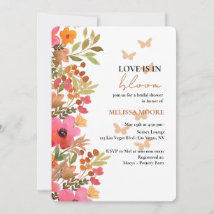 Love Is In Bloom Bridal Shower Pinks Peach Florals Invitation