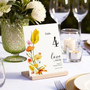 Love is in Bloom Bridal Shower Table Number Card