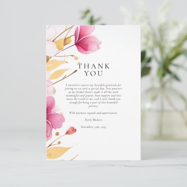 Love is in Bloom Bridal Shower Thank You Card (Standing Front)