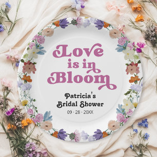 Love Is In Bloom Bridal Shower Wildflower Paper Plate