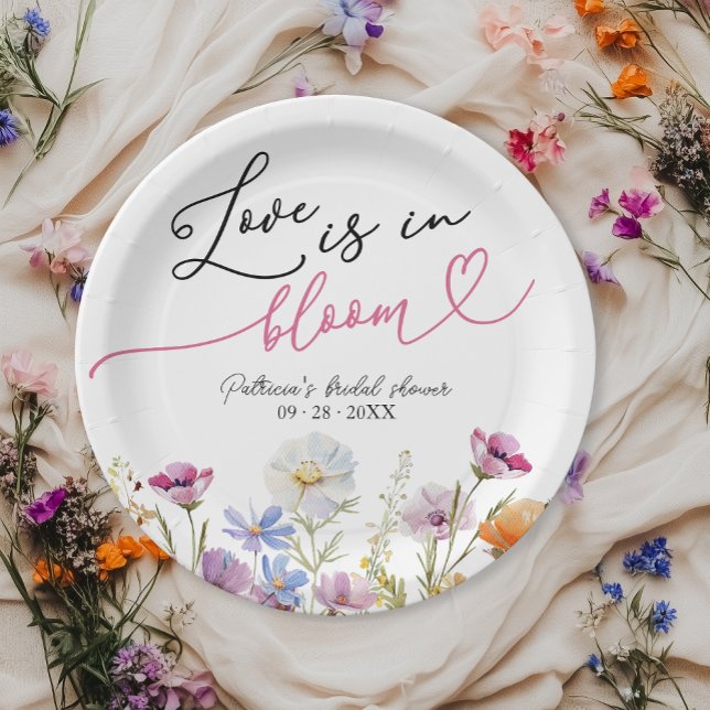 Love Is In Bloom Bridal Shower Wildflower Paper Plate (Creator Uploaded)