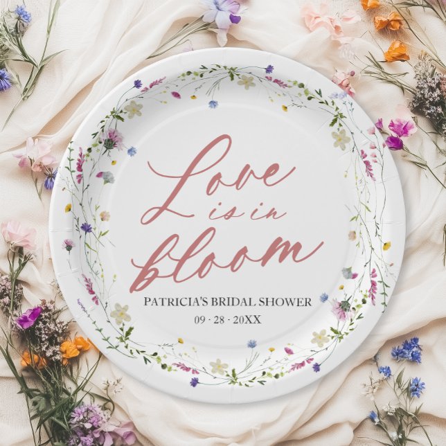 Love Is In Bloom Bridal Shower Wildflower Paper Plate (Creator Uploaded)
