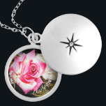 Love is in Bloom Bridesmaid Gift Locket Necklace<br><div class="desc">Design features close-up image of a pink rose in full bloom. Encircling image is the customisable text,  "Bridesmaid." Designed to coordinate with the "Love is in Bloom Wedding Suite."</div>