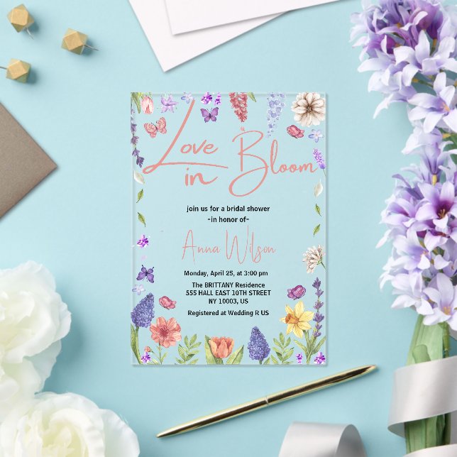 love is in bloom brunch and bubbly bridal shower acrylic invitations (Insitu (Wedding))
