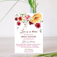 Love is in bloom burgundy flowers bridal shower 