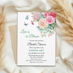 Love is in Bloom Butterflies Bridal Shower Invitation