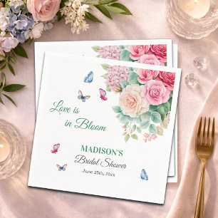 Love is in Bloom Butterflies Bridal Shower Napkin