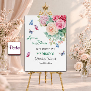Love is in Bloom Butterflies Bridal Shower Welcome Poster