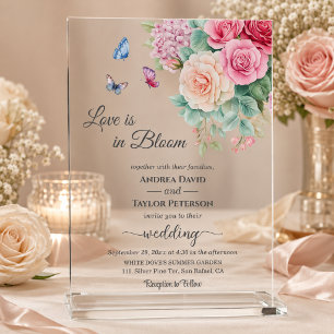 Love is in Bloom Butterflies Wedding Acrylic Invitations