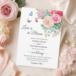 Love is in Bloom Butterflies Wedding Invitation