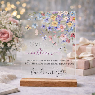 Love is in Bloom Cards & Gifts Bridal Shower Acrylic Sign