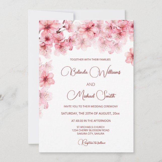 Love Is In Bloom | Cherry Blossom Bridal Shower Invitation (Front)