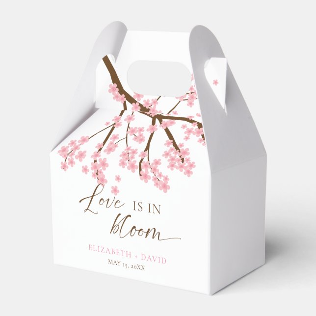 Love is in Bloom Cherry Blossoms Wedding Favour Box (Front Side)