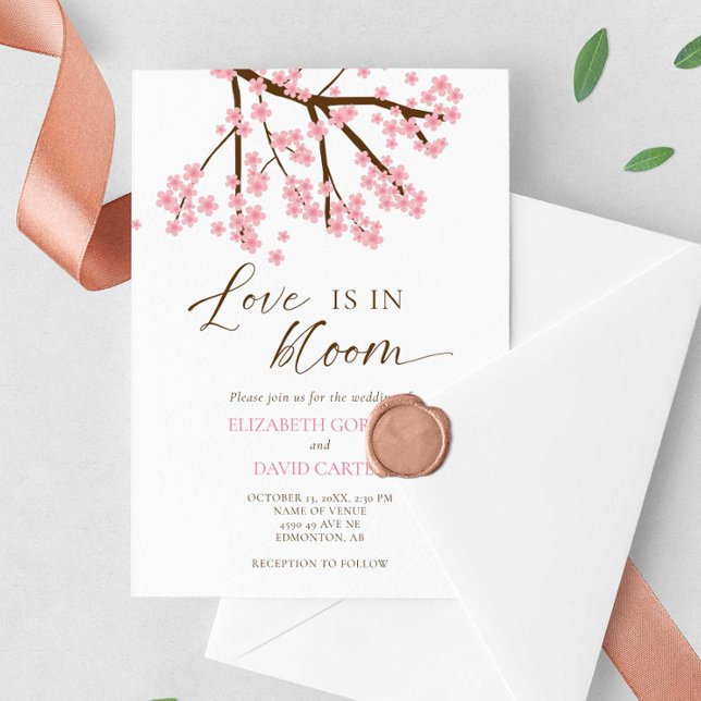 Love is in Bloom Cherry Blossoms Wedding Invitation (Creator Uploaded)