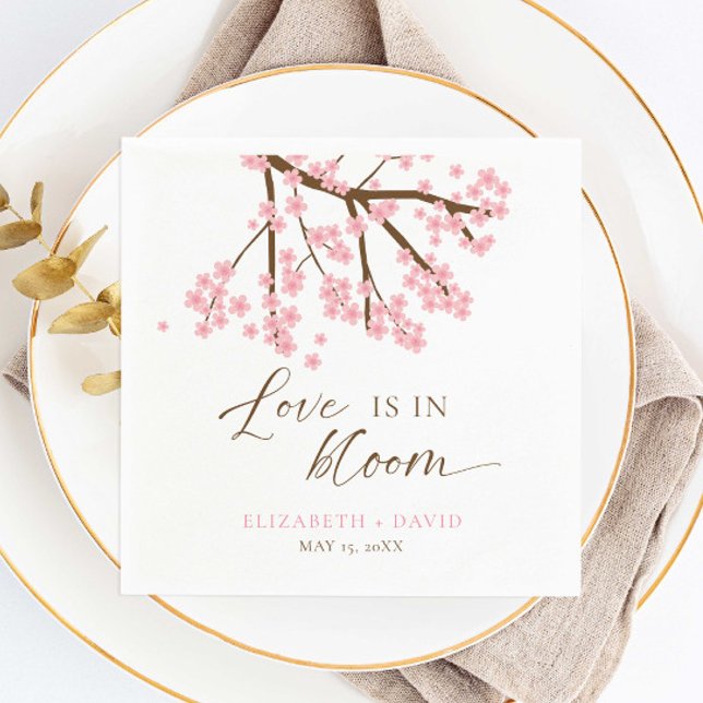 Love is in Bloom Cherry Blossoms Wedding Napkin (Creator Uploaded)