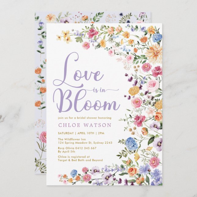Love is in Bloom | Chic Wildflower Bridal Shower Invitation (Front/Back)