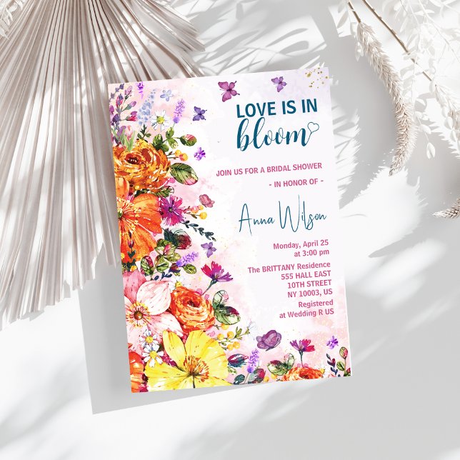 love is in bloom colourful wildflower bridal showe invitation (Creator Uploaded)