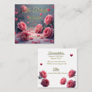 Love is in Bloom Details Pink Roses Wedding Invite