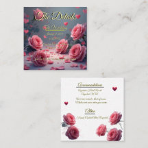 Love is in Bloom Details Pink Roses Wedding Invite