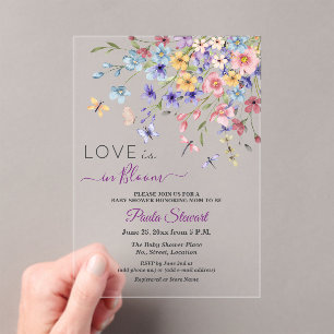 Love is in Bloom Dragonflies Baby Shower Acrylic Invitations