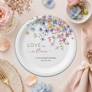 Love is in Bloom Dragonflies Baby Shower Paper Plate