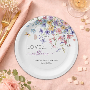 Love is in Bloom Dragonflies Bridal Shower Paper Plate