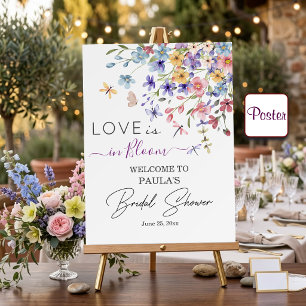 Love is in Bloom Dragonflies Bridal Shower Welcome Poster