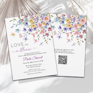 Love is in Bloom Dragonflies QR Code Bridal Shower Invitation