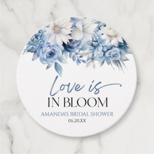 Love Is In Bloom Dusty Blue Floral Bridal Shower Favour Tags